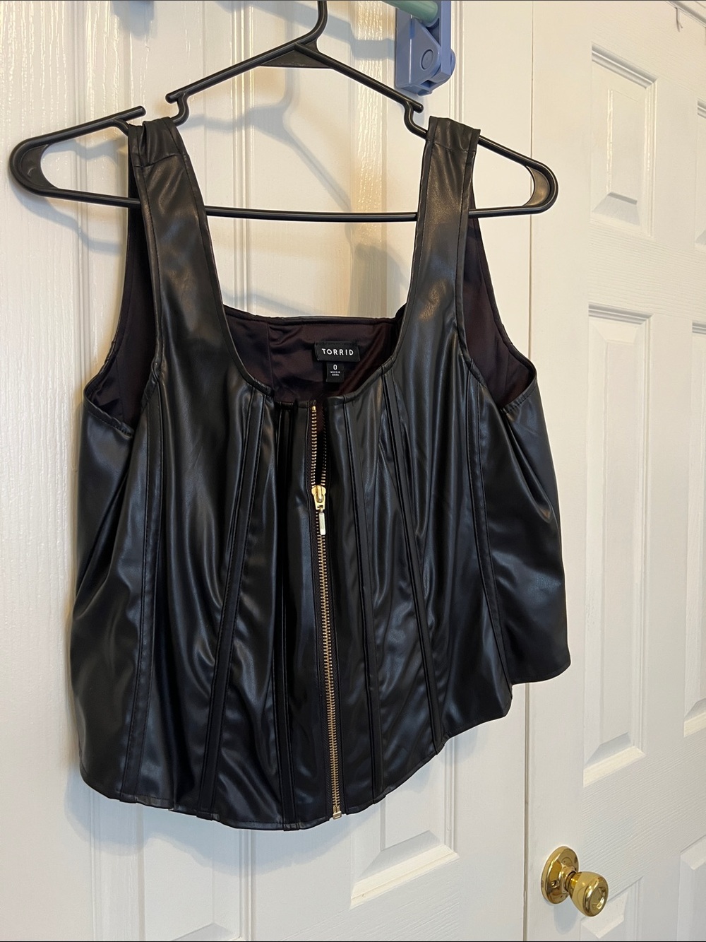 torrid Black Faux Leather Zip-Front Corset Tank